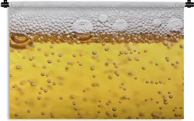 Produktbild von MuchoWow® Wandteppich Wandbehang Bierblasen im Glas 120x80 cm Tapisserie Dekoration Wandtuch - Wanddekorationen - Wandtücher