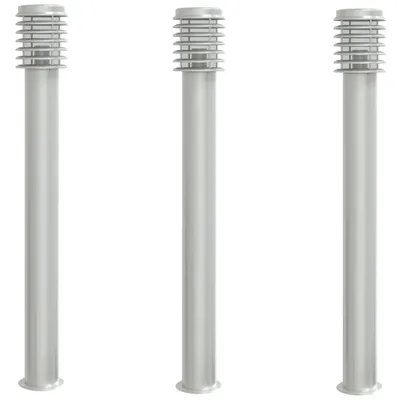 Immagine prodotto di vidaXL Luci da sentiero 3 pezzi argento 110 cm acciaio inox