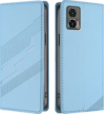 Produktbild von Hülle für Motorola Edge 30 Neo, Kunstleder Brieftaschen Handyhülle mit Kartenfach und Standfunktion Hellblau
