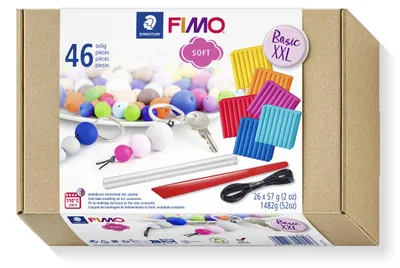 Produktbild von STAEDTLER FIMO soft 8023 ofenhärtende Modelliermasse Set "Basic XXL", 26 x 57 g FIMO soft Blöcke, Modellierwerkzeuge