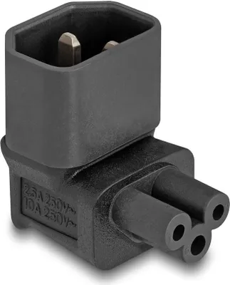 Produktbild von Delock Netzadapter IEC 60320 - C14 auf C5, Stecker / Buchse, 2,5 A, 90 grad gewinkelt