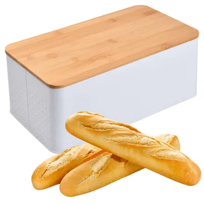 Produktbild von Schwarze Metall-Brotbox – Kleine Brotdose mit Schneidebrett – Hält Lebensmittel lange frisch – 33 x 18 x 13,5 cm – Rechteckige Brotdose – Geeignet für…