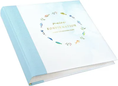 Produktbild von Konfirmationsalbum Himmelsfische, blau, 25 × 25 cm, 60 weiße Seiten