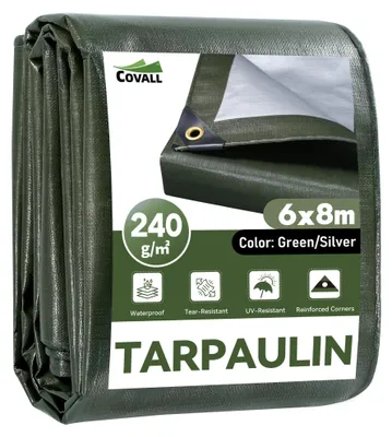 Productafbeelding van Waterdicht zeil voor buiten, 240 g/m², 6 x 8 m, groen-zilver