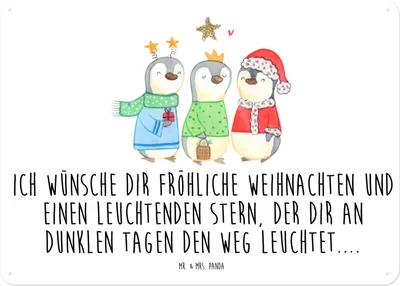 Produktbild von Mr. & Mrs. Panda Wandbild Winterzeit Heilige drei Könige DIN A4 - Weiß - Geschenk, Winter, Blechschild, tafel, Weihnachtsmann, Heiligabend, Retro, Türschild, Weihnachten