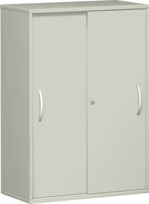 Produktbild von Geramöbel Schiebetürenschrank Oberboden 25 mm, mit Standfüßen, abschließbar, 800x425x1182, Lichtgrau/Lichtgrau, S-383502-LL