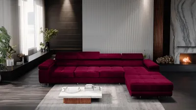 Obrázok produktu pre FurMeb24 ECKSOFA LAZZANO MAXI MONOLITH 59 - pravá strana - ČERVENÁ - s posteľným boxom a funkciou spánku