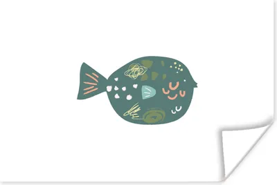 Produktbild von MuchoWow® Poster Fisch - Grün - Pastell 120x80 cm - Bilder