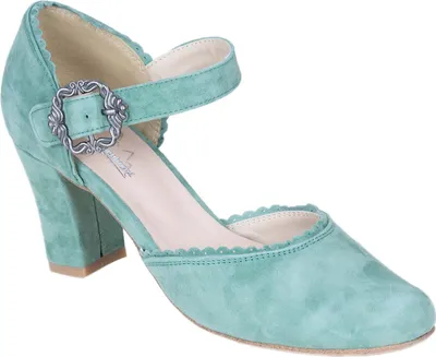 Produktbild von Hirschkogel Pumps Sophie mint mit 7,5 cm Blockabsatz und breiten Halteriemchen im Trachten-Stil