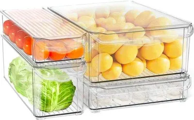 Immagine prodotto di Set di organizer per frigorifero, 4 pezzi, trasparente, per il congelatore e la cucina