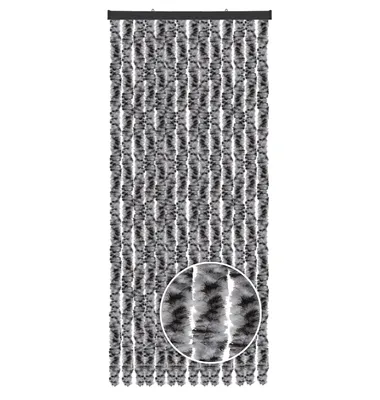 Image de Rideau en peluche 56x185 Chiné noir - gris - blanc