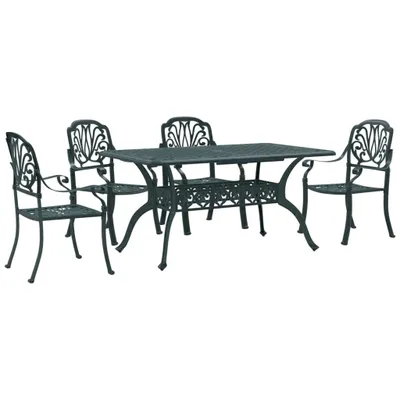 Image de vidaXL Ensemble de salle à manger de jardin 5 pièces en aluminium moulé vert