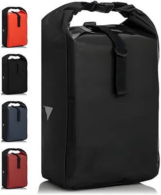 Produktbild von PolkaHome® Wasserdichte Fahrradtasche für Gepäckträger – Reflektierend, 17 L, 48 x 25 x 14 cm, Schwarz