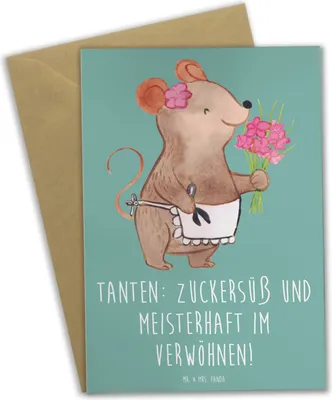 Produktbild von Mr. & Mrs. Panda babykarte Tante Zuckersüß - Meeresbrise - Geschenk, dankeskarten, Verwandtschaft, Jubiläen, Weihnachten, Grußkarten, Nichte, Klappkarte, weihnachtskarten