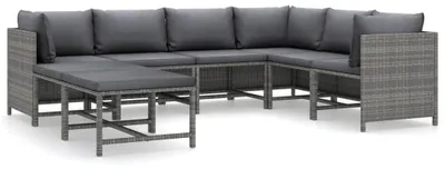 Obrázok produktu pre vidaXL 8-dielna záhradná obývacia súprava s vankúšmi Poly Rattan Grey