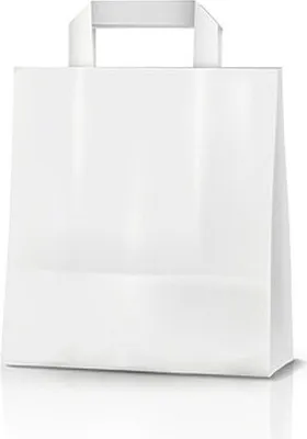 Produktbild von 250x Papiertragetaschen aus Kraftpapier 220+100x280mm weiß 70 gr.