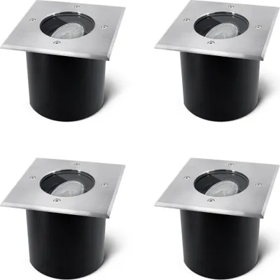 Produktbild von SSC-LUXon 4 Stück JADINA Boden Einbaustrahler flach schwenkbar Fassung für LED Modul - Bodeneinbauleuchte Außen IP67 quadratisch