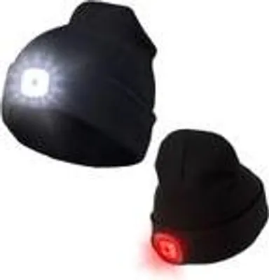 Produktbild von Strickmütze schwarz mit doppel LED Licht