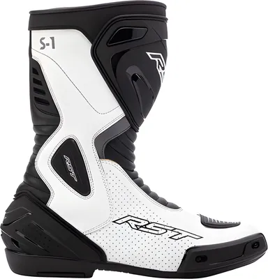 A single motorcycle boot shown from the side against a white background.