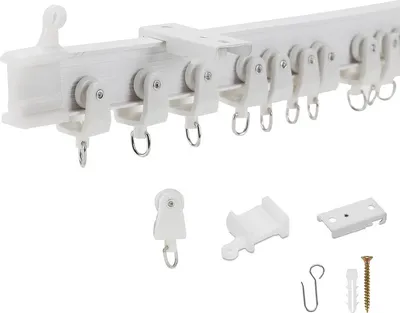 Image de Jopassy 3 mètres Rail de rideau pliable Rail de rideau flexible,Connecteur de rail de rideau pour rail de rideau avec roulement intérieur