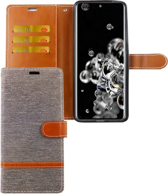 Produktbild von Samsung Galaxy S20 Ultra Handy Hülle Schutz-Tasche Case Cover Kartenfach Etui Wallet Grau