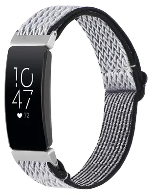 Produktbild von By Qubix passend für Fitbit Inspire 2 & Ace 3 Elastische Solo Loop Nylonarmband - Schwarz / Weiß