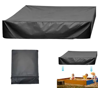 Imagen del producto de Cubierta impermeable para arenero, fabricada en tejido Oxford, de 150x150 cm, con cordón de ajuste, ideal para uso en exteriores