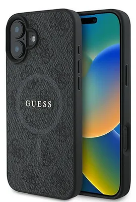 Produktbild von GUESS Apple iPhone 16 Plus Hardcase 4G Ring Classic Logo MagSafe Hülle Schwarz