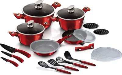 Obrázok produktu pre 22-dielna súprava na varenie s mramorovým povrchom a odnímateľnou rukoväťou METALLIC LINE