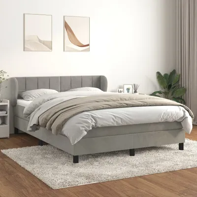 Immagine prodotto di vidaXL Letto a molle con materasso grigio chiaro 140x190 cm in velluto