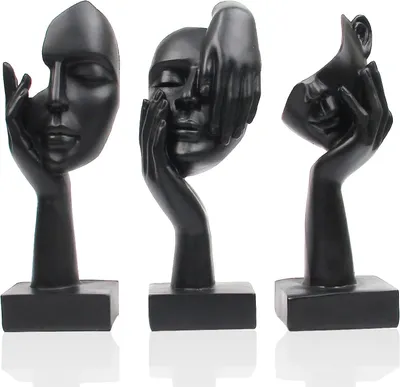 Produktbild von 3-teilige abstrakte Gesichtsfiguren - moderne Skulpturen zur Dekoration - 3 Stück