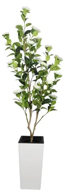 Immagine prodotto di Albero di camelie artificiale - Grande pianta da interno in vaso, altezza 150 cm - Foglie e fiori in plastica realistica - Decorazione per interni, adatta per soggiorno, ufficio e camera da letto - Ideale per matrimoni e feste - Colore: bianco