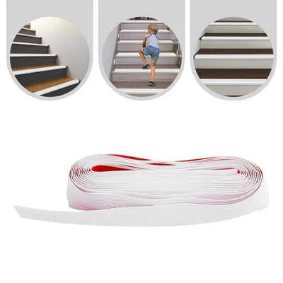 Produktbild von 10m Rutschfester Treppenstreifen, Selbstklebender Treppenrandstreifen, Flexibler PVC-Stufenrandstreifen