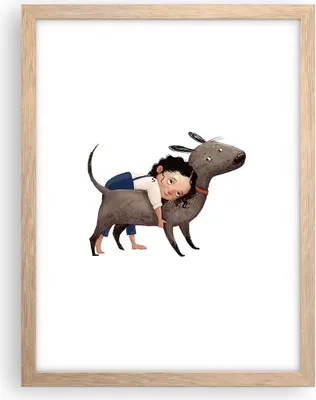 Produktbild von Gerahmtes Poster - Rahmen in heller Eiche - Kind Hund Bild - 30x40 cm - Wand Bild - Wanddeko - Wandbilder - Kunstposter - Wandposter - Bilderrahmen - Bilder - Kunstdruck - P2NPA30x40-4783