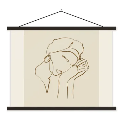 Produktbild von MuchoWow® Textilposter Frau - Linienkunst - Zitate - Text 40x30 cm mit schwarzem Rahmen - Dekorationen