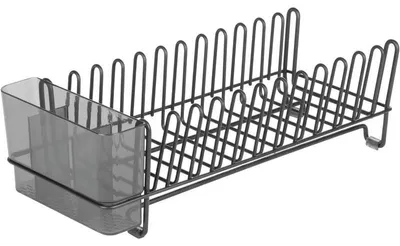 Produktbild von mDesign Geschirrabtropfer Besteckkorb Abtropfgestell Ablage Tellerhalter Schwarz