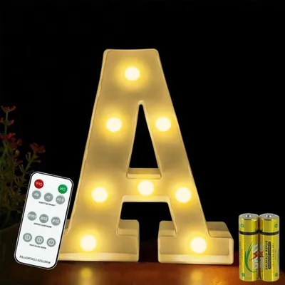 Beleuchtete Buchstaben mit Fernbedienung, LED Alphabet Lampe für Festdekoration, Nachtlicht für Geburtstag und Hochzeit