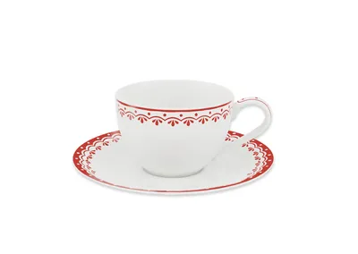 Obrázok produktu pre Šálka s podšálkou, 0,20 l, HyggeLine, červená, Leander, český porcelán Bez monogramu.