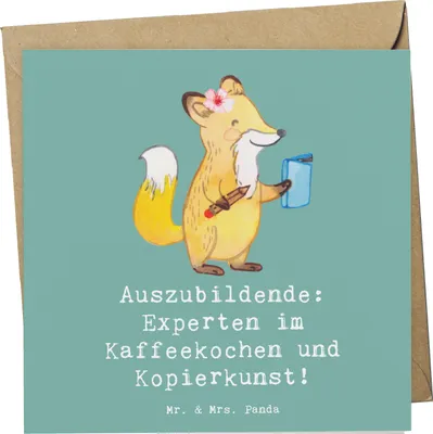 Produktbild von Mr. & Mrs. Panda Grußkarte Auszubildende Kaffeekünstler - Meeresbrise - Geschenk, witziger Spruch, Berufsausbildungsphase, Berufsalltag, anlasskarte, Klappkarte, Beruf
