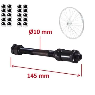 Produktbild von Fahrrad HINTERRADACHSE 10mm x 145 mm + 20x kugeln Achse HOHL NABEN HINTERRAD