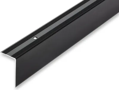 Produktbild von (22,29EUR/m) 30 x 52 x 1500 mm Treppenwinkel schwarz gebohrt inkl. Montageset Treppenkantenprofil Treppenkante