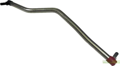 A metal steering rod on a white background.