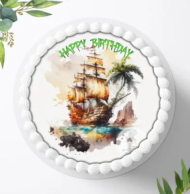 Produktbild von Für die Geburtstags Torte ein Tortenaufleger, Zuckerbild mit dem Motiv: Piraten, Essbares Foto für Torten, Fondant, Ø 20cm, 2281z