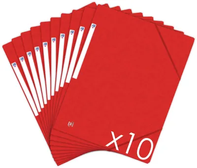 Produktbild von Oxford Topfile+ Mappen aus Karton, 3 Klappen, A4, Gummiverschluss, Rot, 10 Stück