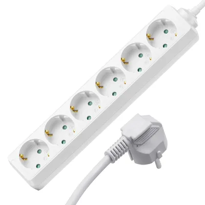 Produktbild von ORSEM Steckdosenleiste 6-Fach 10m Kabel Mehrfachsteckdose 3500W Steckdosen 45° gedreht, Schuko mit erhöhtem Berührungsschutz Schutzkontakt IP20 Weiß