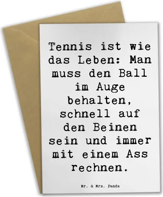 Produktbild von Mr. & Mrs. Panda Glückwunschkarte Spruch Tennis Lebensweisheit - Weiß - Geschenk, Teamsport, Tennisspiel, Sportarten, Ball, weihnachtskarten, Sportler Geschenke
