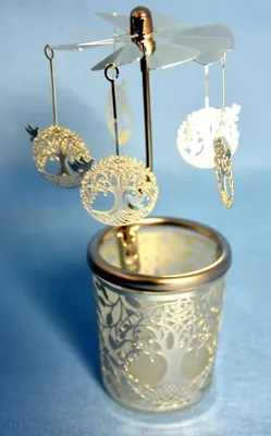 Produktbild von Glas-Karussell-Windlicht - Baum des Lebens silber HxD 15x6,5cm