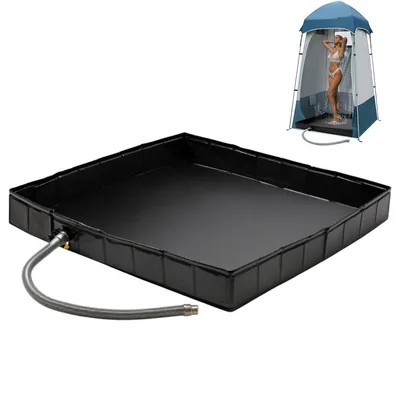 Produktbild von Faltbare Duschwanne 104×104×13 cm – große tragbare Duschbasis mit Ablaufschlauch, ideal als Duschzelt-Boden für Camping, Innen- und Außenbereich.