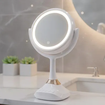 Immagine prodotto di Mucola specchio di vanità ingrandimento 1x e 5x LED specchio da parete specchio da bagno specchio da bagno altoparlante Bluetooth telefono cellulare