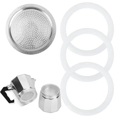 Kaffeefilter Edelstahl 6 Tassen 300 ml + 3 Dichtungen